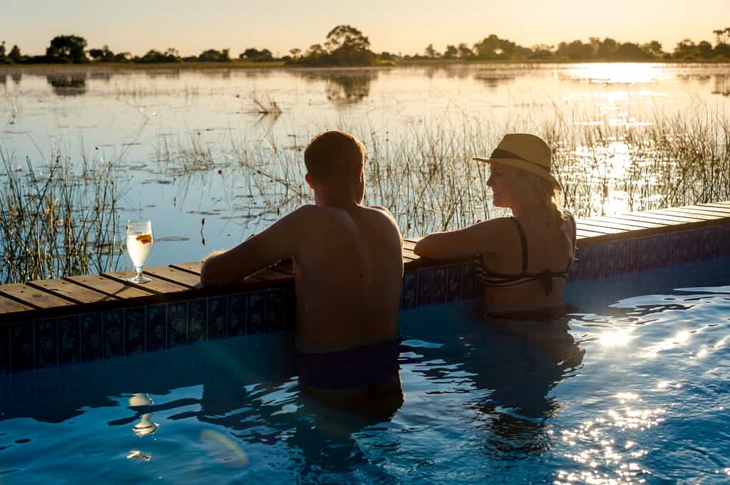 Relax in the pool and enjoy the sunset 