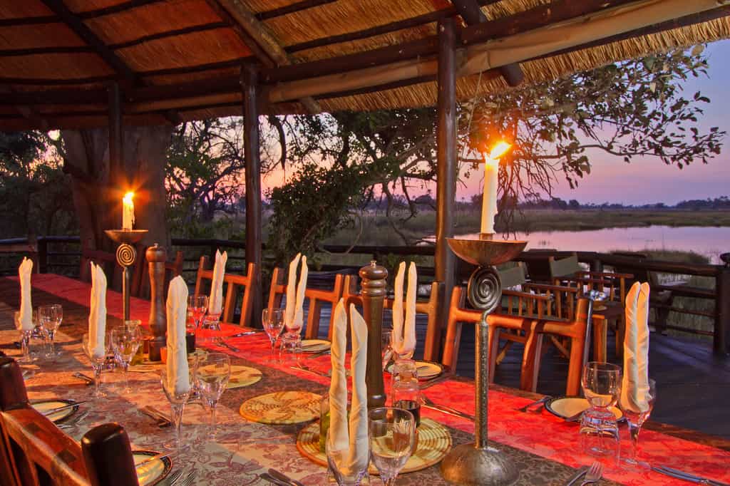 Dining while looking over the floodplains at Delta Camp