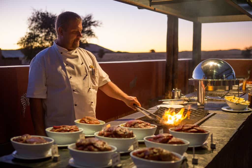 Buffet grill area at Sossusvlei Lodge 