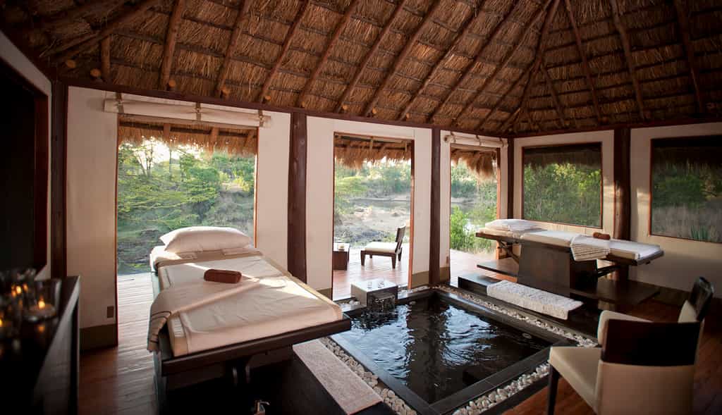 The Ngerende Spa is a luxurious facility built in a similar design to a traditional Masai thatch hut to reflect the soul of Africa