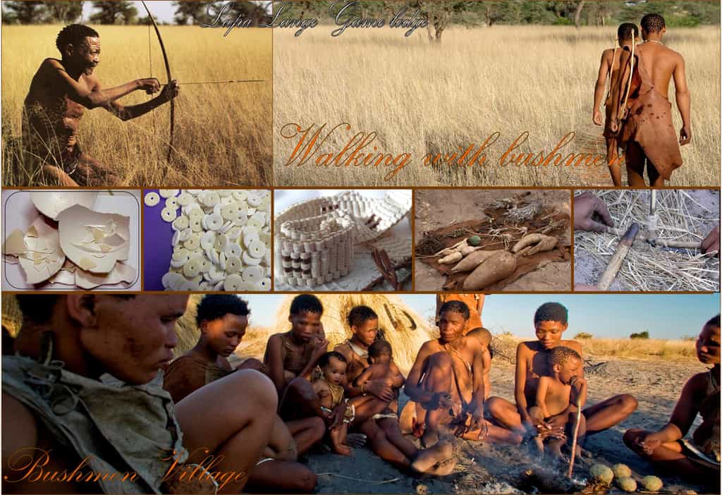 collage of  activities with the bushmen