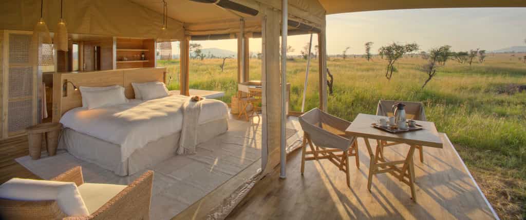 your Roving tent opens up on three sides during the day. Your butler will close your tent for the night during the turn down service