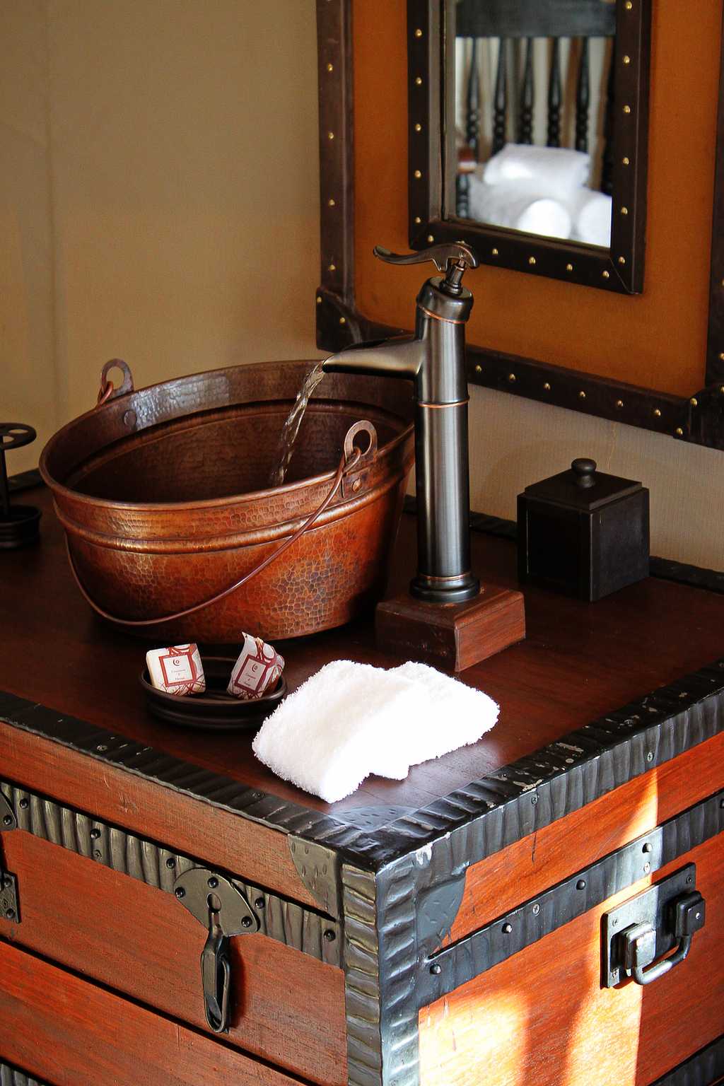 Ensuite bathroom with solar-heated running water