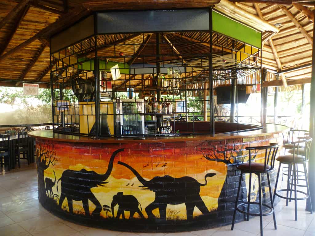 A fully stocked bar in the restaurant