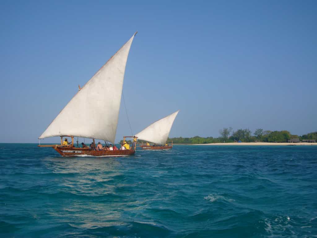 Guests return from their 'Safari Blue' excursion under sail. 