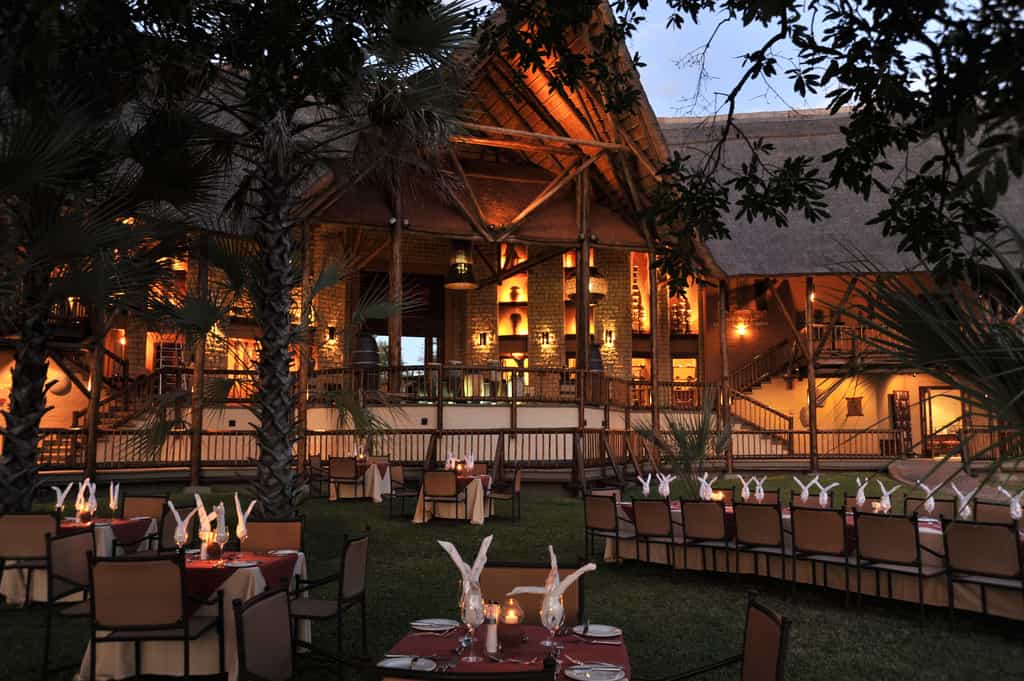 Outside Dining on the grass, looking towards reception