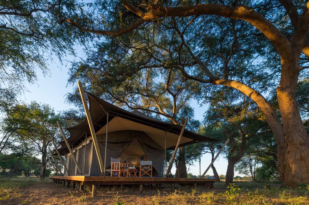 Exterior view of a guest tent 