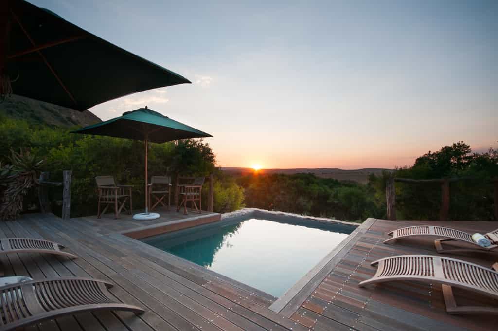 Sun setting over the Pool