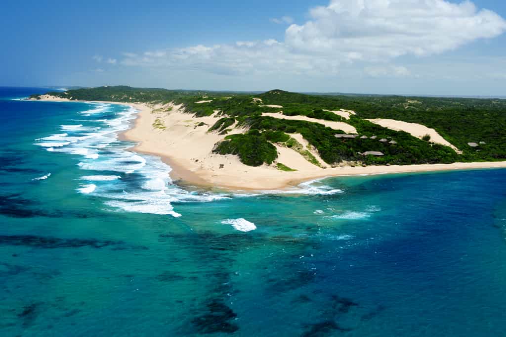 The open ocean side beach at Machangulo Beach Lodge, truly empty