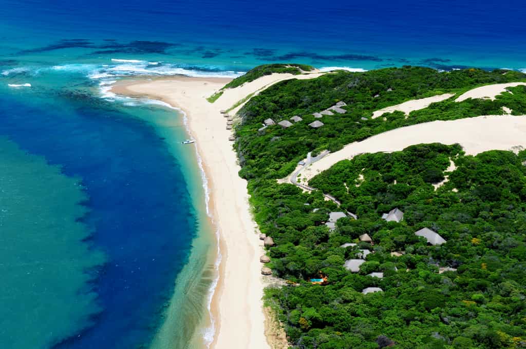 Machangulo Beach Lodge and the Villas, with the channel reef in front 