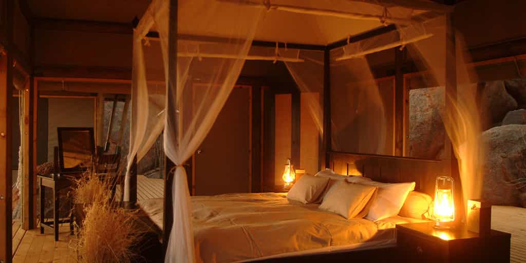 Spacious tents at Wolwedans Boulders Camp