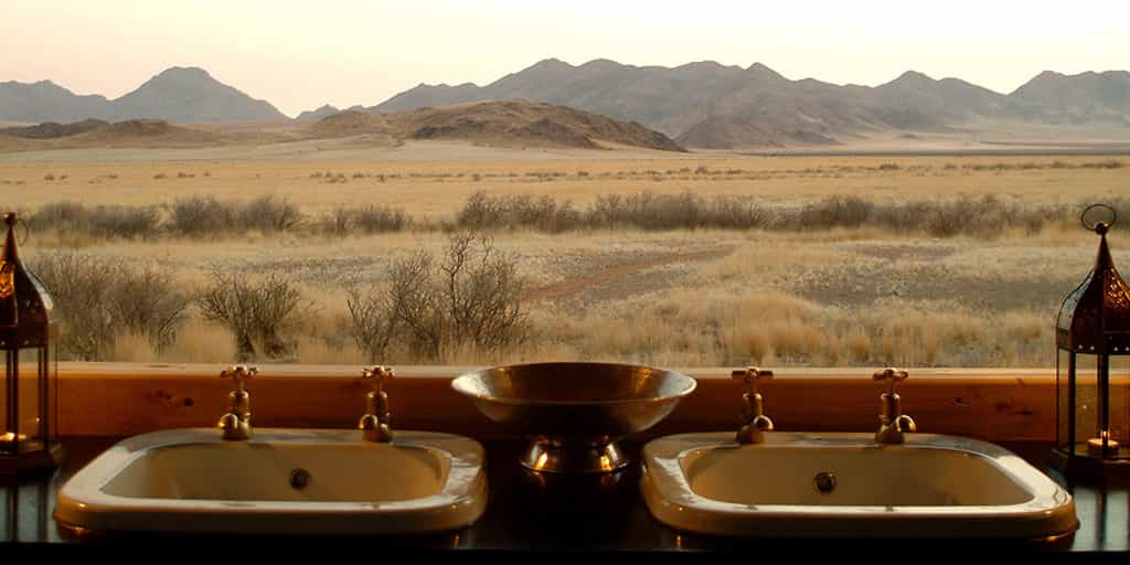 Ensuite bathrooms at Wolwedans Boulders Camp