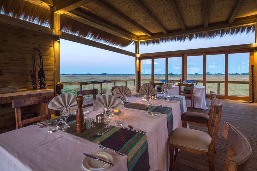 Dining area looking over the Busanga Plains