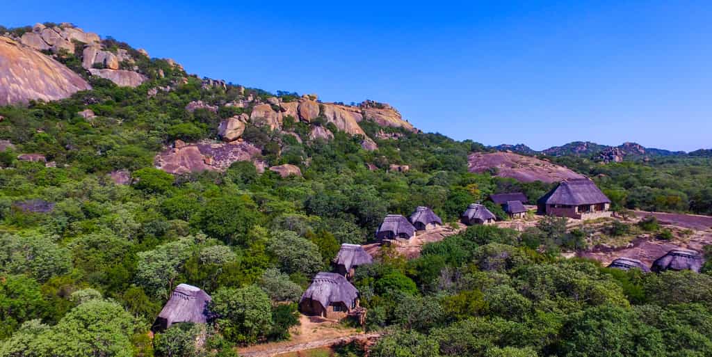 Chalets are spread over the grantie hills on the property.