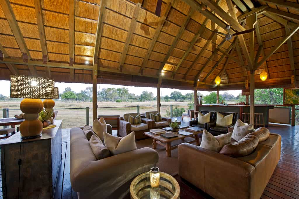 Camp lounge with a view of the waterhole