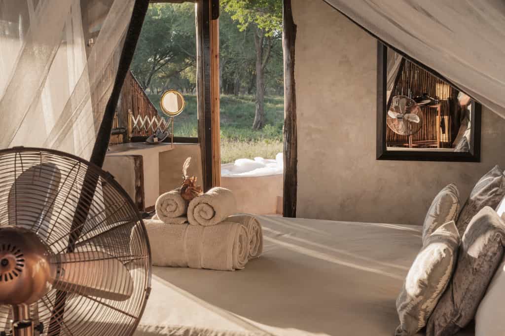 electric fans, lights and charging - but still the bush!