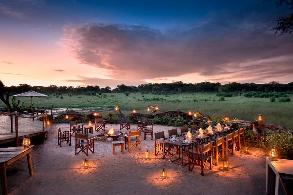 Beautifully lit dinner at the boma 