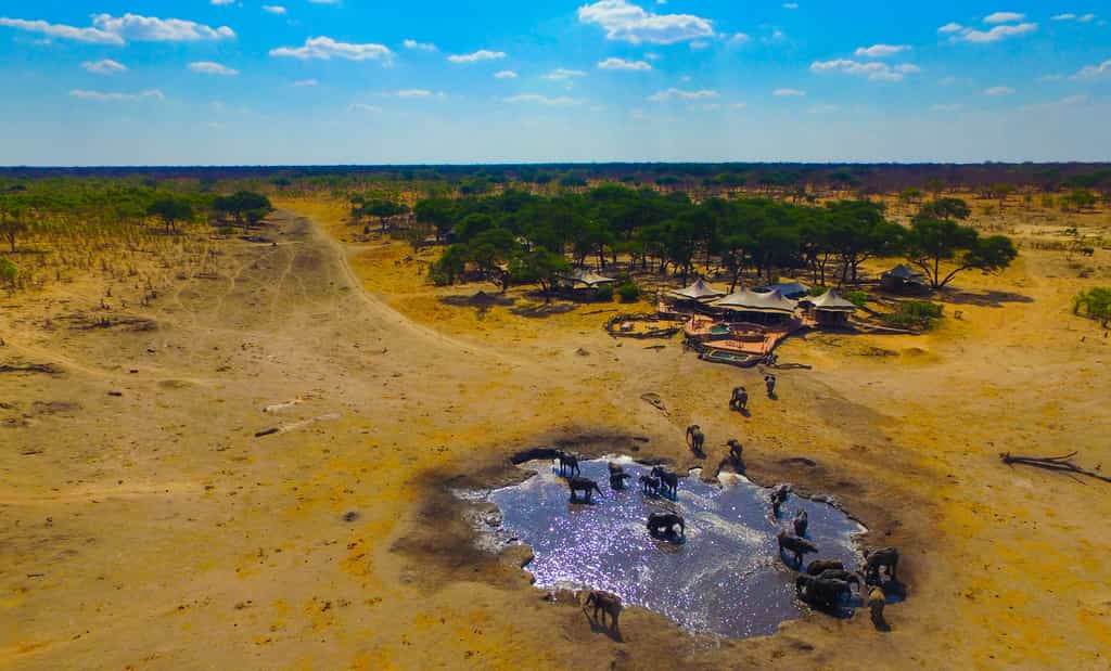 Drone shot of camp