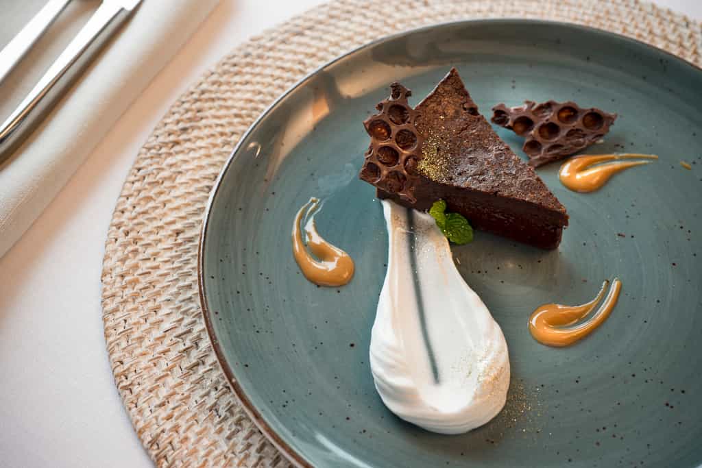 Delicious chocolate cake dessert