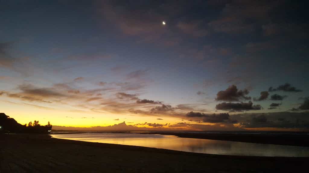 Sunset with full moon