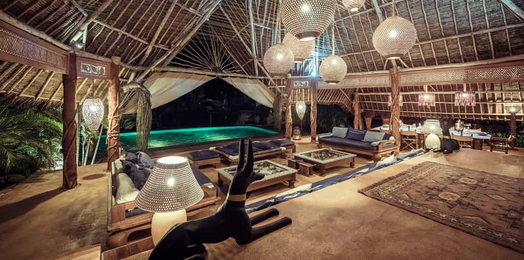Lounge area at night