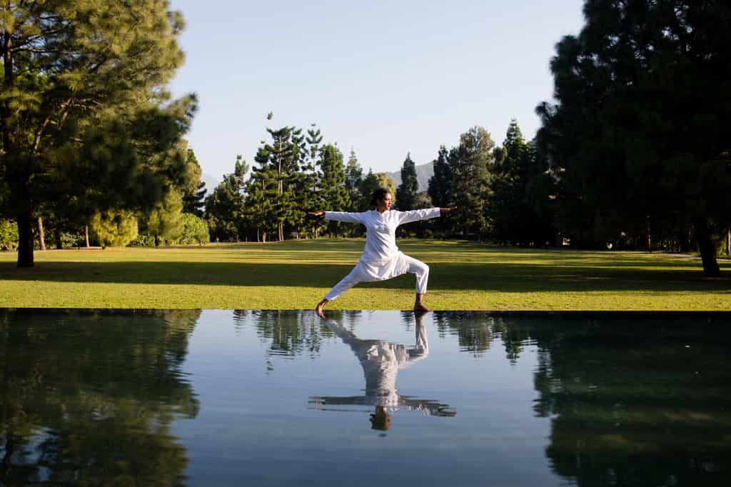 Palace Lawns - warrior pose 