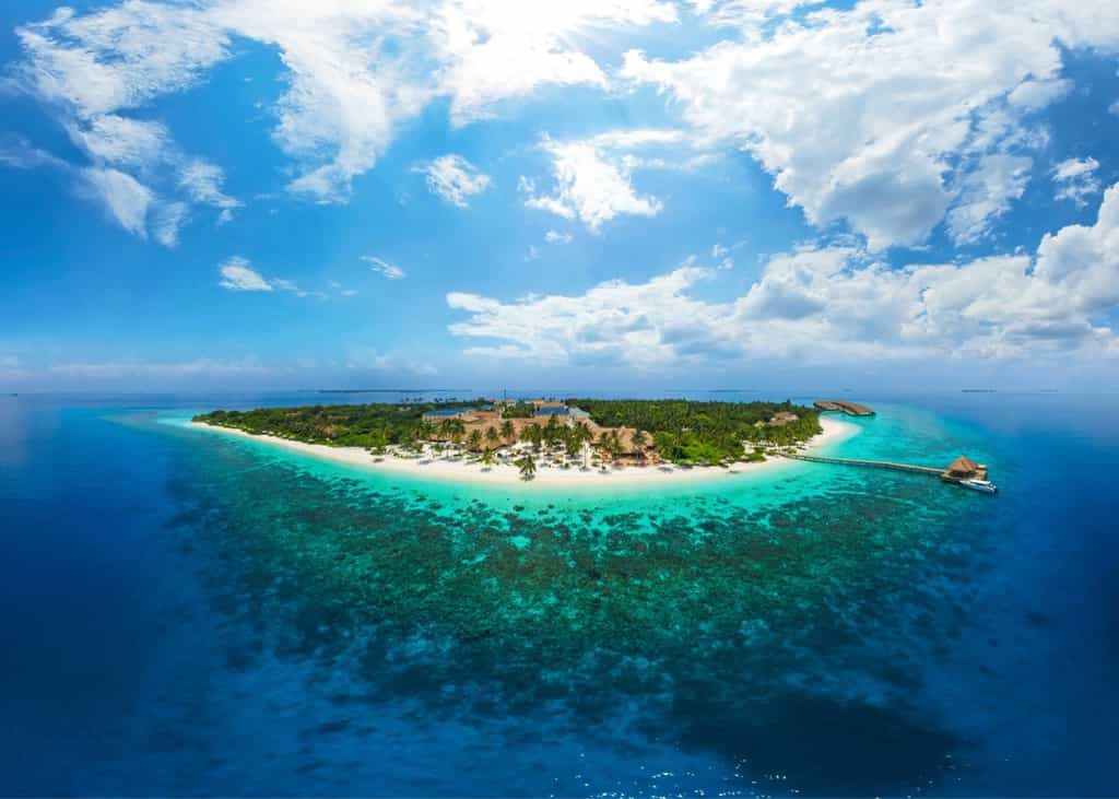 Aerial view of whole island