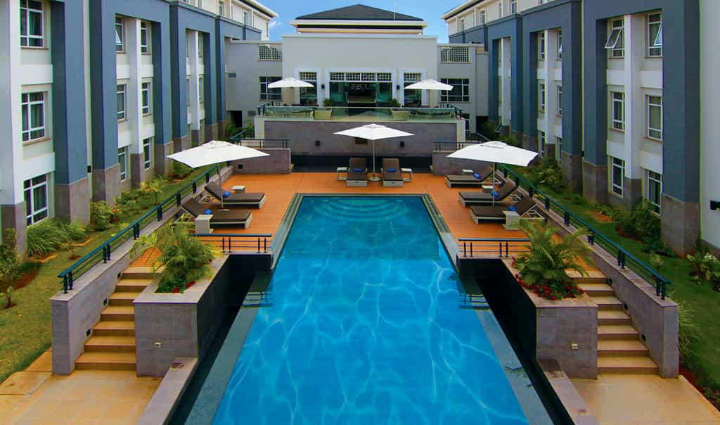 Aerial view of the swimming pool