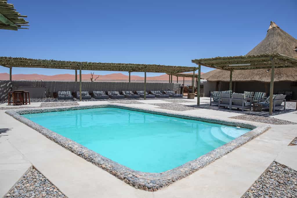 The pool area at Kulala Desert Lodge