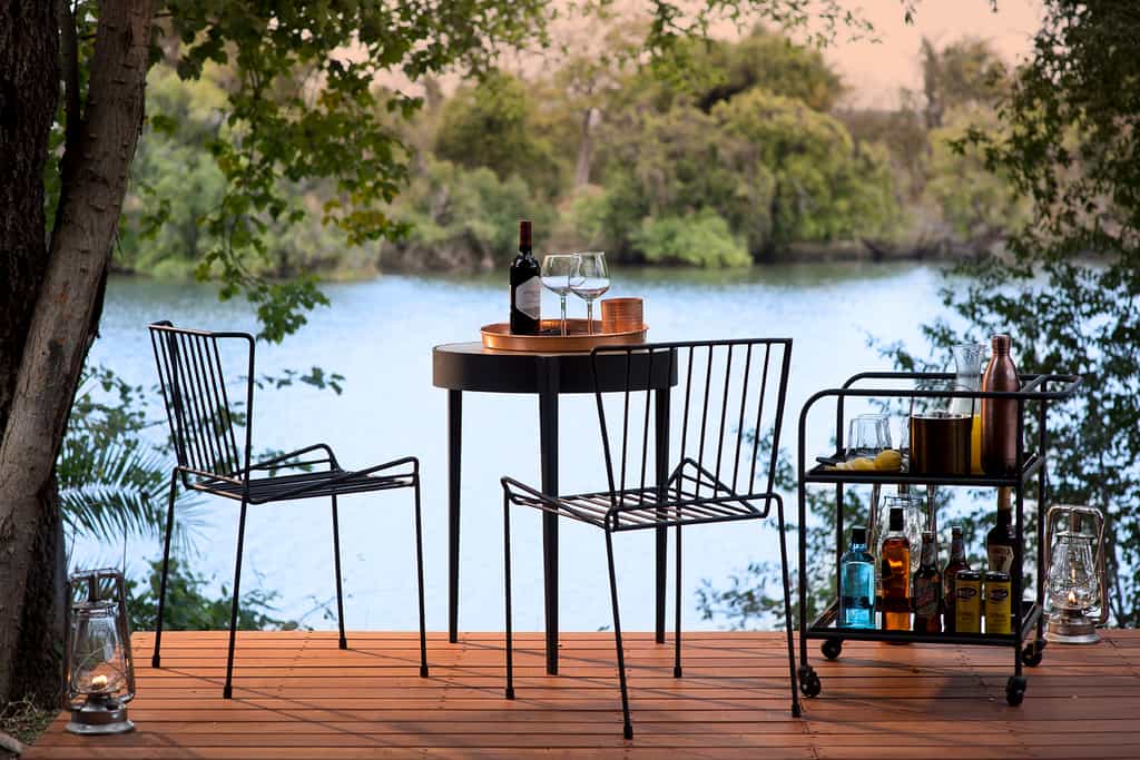 Private outdoor table in the room