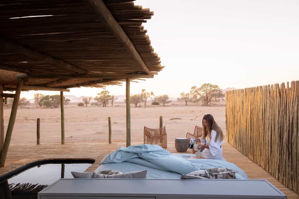 A sleep-out offers uninterrupted morning views over the awakening desert