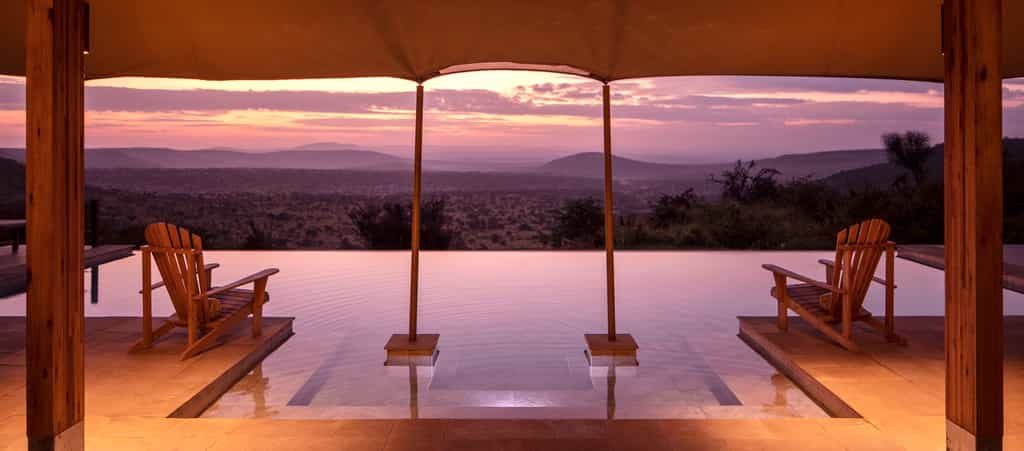 Picturesque infinity pool at dawn