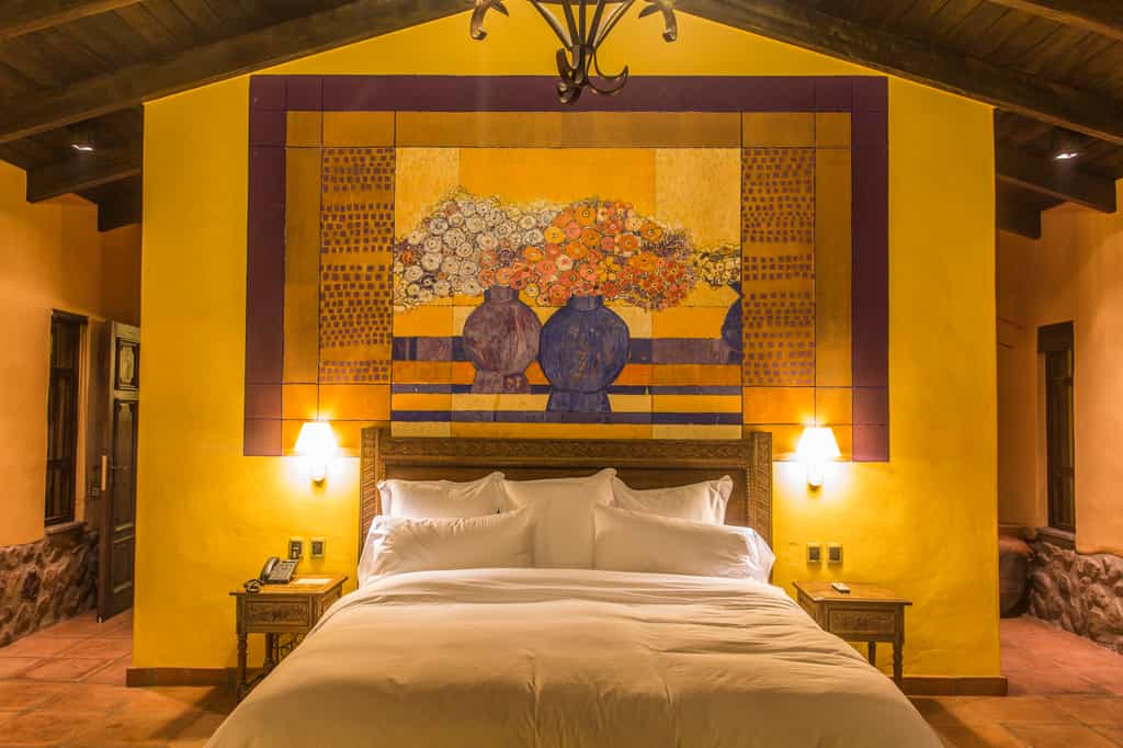 King size bed at Deluxe Caita, 100%  goose down and  the finest peruvian pyma cotton