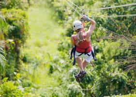 Zipline on a rainforest canopy tour in Turrialba