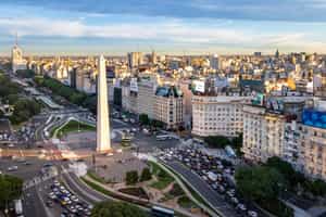 Walk through 9 de Julio Avenue in Buenos Aires