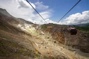 Take the Hakone ropeway over Owakudani valley