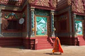 Visit the temple at Phnom Hanchey near the Mekong