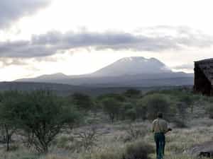 Sunrise from the camp with Kilimanjaro