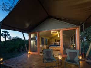 Each tent has a private lantern-lit deck