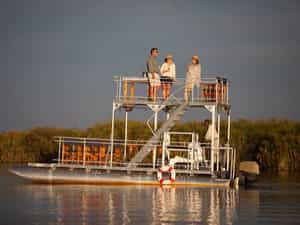Enjoy sundowners on the barge on Weboro Lagoon