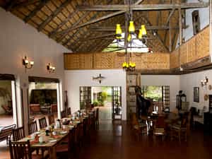 Entertainment area with restaurant, upstairs bar, and pool