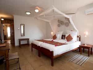 Spacious double guest room, view from verandah