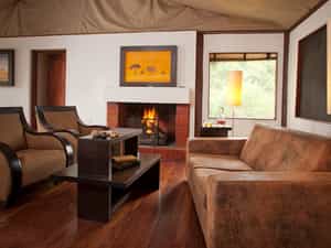 Comfortable living room with a fireplace in a relaxinig environ