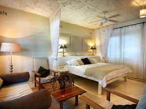 Spacious Main Bedroom with En Suite Bathroom and Mosquito Nets