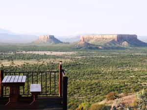 View to the south from main building over looking the Ugab valley and the "Vingerklip" (Rock finger).
