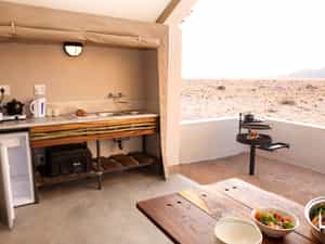 Desert Quiver Camp Patio with kitchenette and barbeque