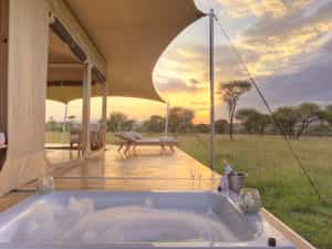 your shower opens up to the savannah and every Rover has a private hot tub on the deck