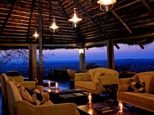 Serengeti Pioneer lounge and bar, perched on a rocky outcrop, and affording one of Serengeti's most outstanding vantage points