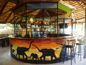 A fully stocked bar in the restaurant