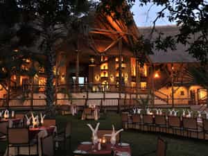 Outside Dining on the grass, looking towards reception